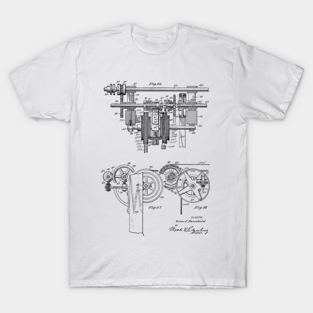 Automatic Bowling Mechanism Vintage Patent Hand Drawing T-Shirt by TheYoungDesigns